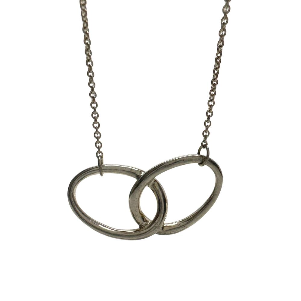 Tiffany and Co Elsa Peretti Large Double Loop Pendant Necklace 15" - Sterling